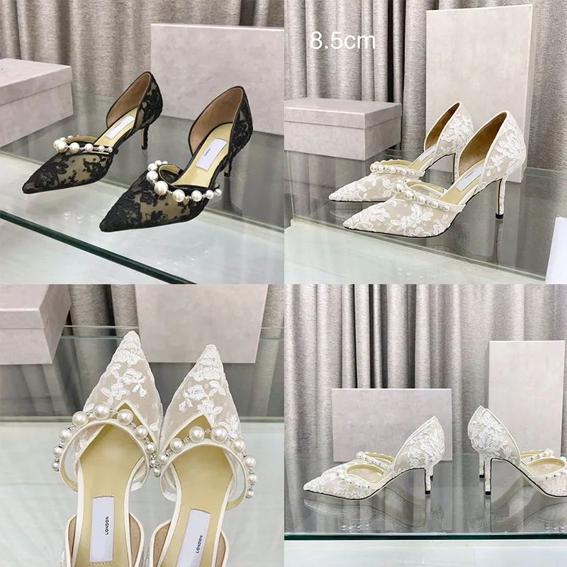 J-I-M-M-Y C-H-O-O AURELIE 85 PEARL-EMBELLISHED HEEL PUMPS – WOMEN SHOES (Black Design A)