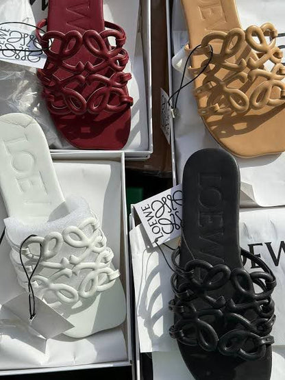 L-O-E-W-E Inspired Petal Anagram Women Slide – Premium Edition (White)