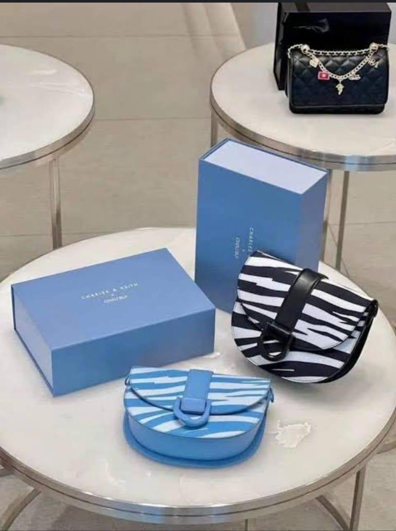 CHARLES & KEITH — Faux Leather Shoulder Bag (With Brand Bag & Tag) (Blue)