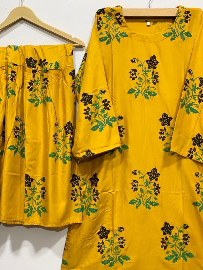 Sharara 2Pcs Stitched (Yellow/Mustard)