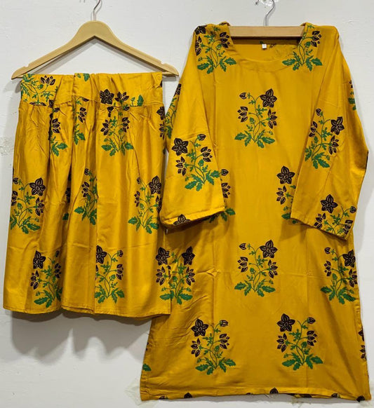 Sharara 2Pcs Stitched (Yellow/Mustard)