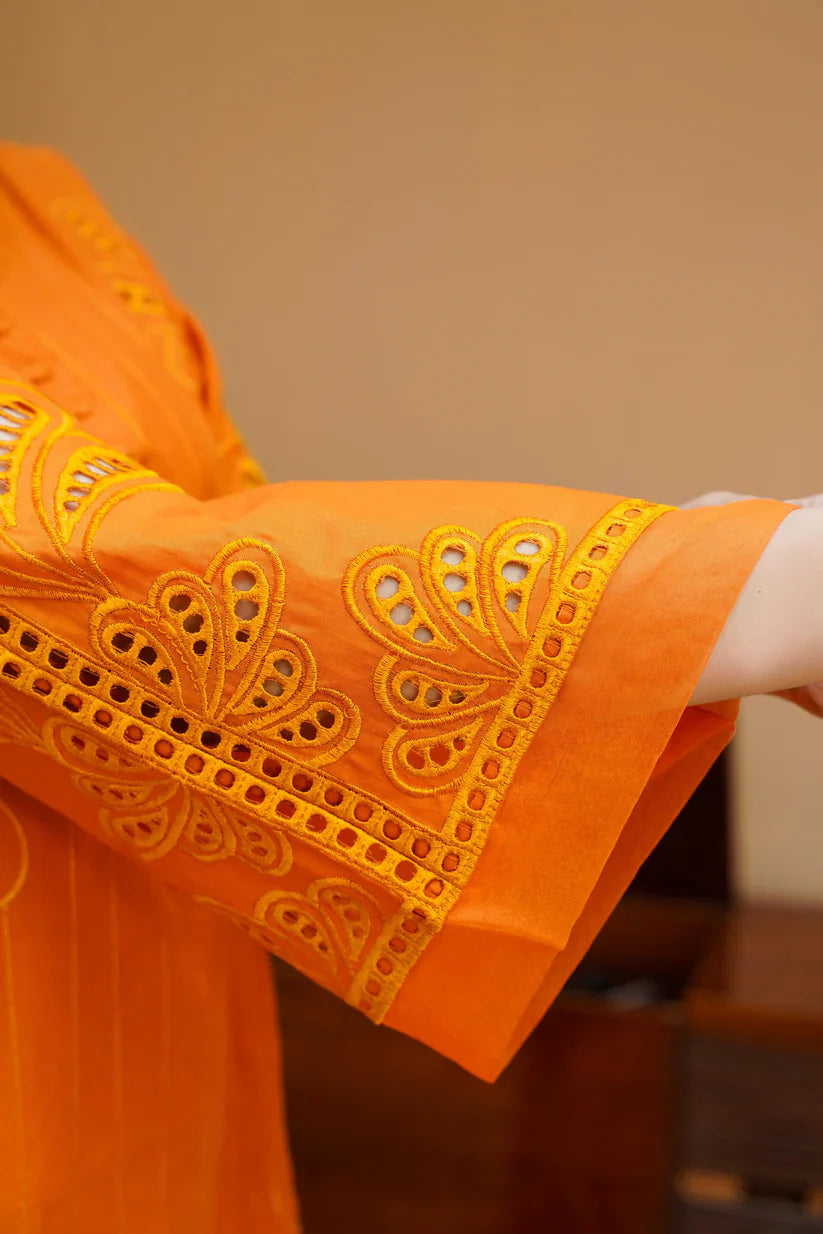 " NERMINE " 2Pcs Stitched Embroidered Dress (Orange)