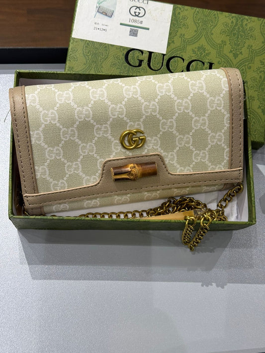 G-U-C-C-I DIANA BAMBOO GG ON CHAIN DENIM – Women Bag (Beige Cream)