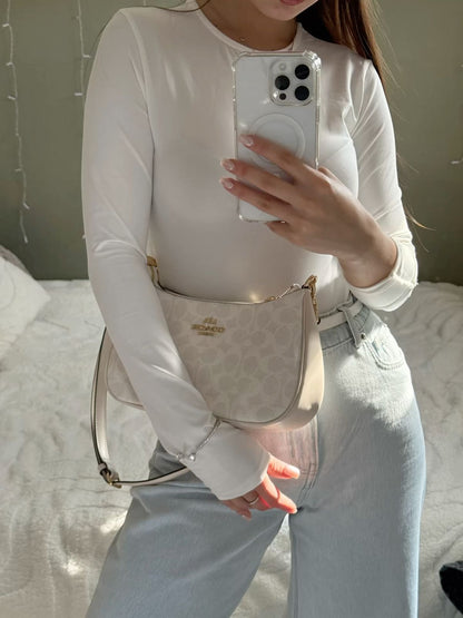 C-O-A-C-H Teri Shoulder Women Bag in Signature Canvas (Off White)