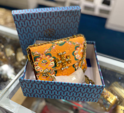 TORY BURCH – SIGNATURE MASTER SERIES HANDBAG (Orange Gold with Mix Colour)