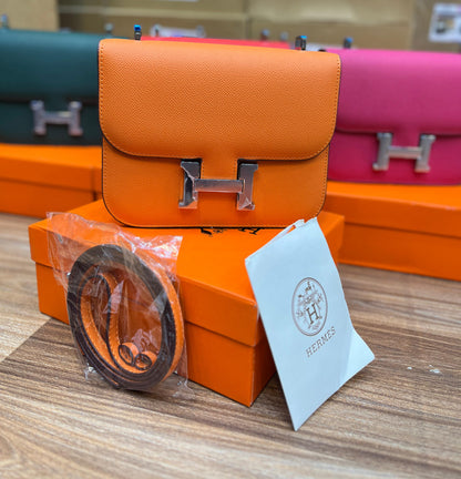 Hermès Constance 18 Bag – Classic Palladium Hardware (Orange)