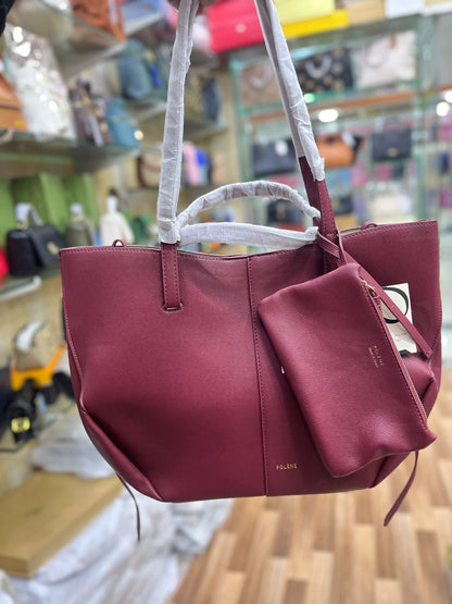 POLÈNE CYME EDITION TEXTURED TAUPE – Women Bag (Maroon)