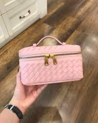 BOTTEGA VENETA Bang Bang Intrecciato Leather Vanity Case – Women Bag (Pink)