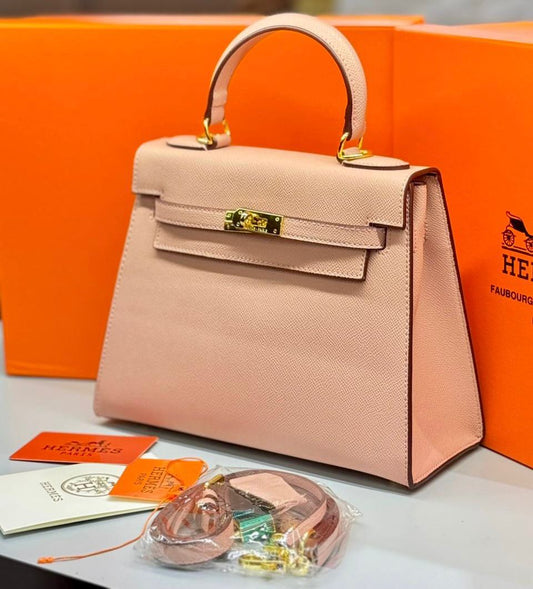 HERMÈS KELLY SELLIER 25CM – Women Bag | Luxury Leather Top Handle & Shoulder Bag (Pink)