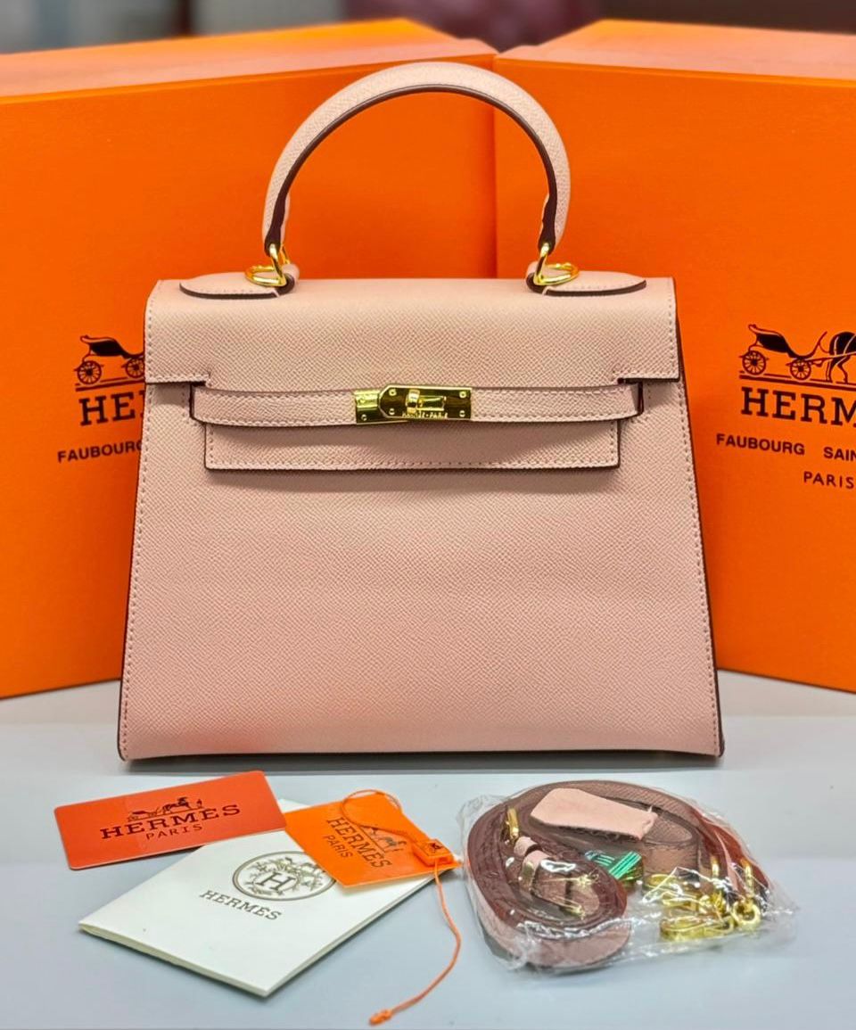 HERMÈS KELLY SELLIER 25CM – Women Bag | Luxury Leather Top Handle & Shoulder Bag (Pink)