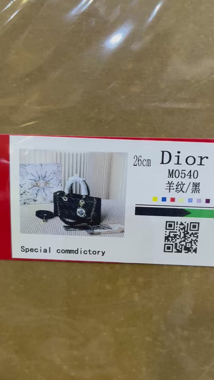DIOR Medium Lady D-Joy Bag Black Cannage Lambskin – Luxury Women Bag (Black)