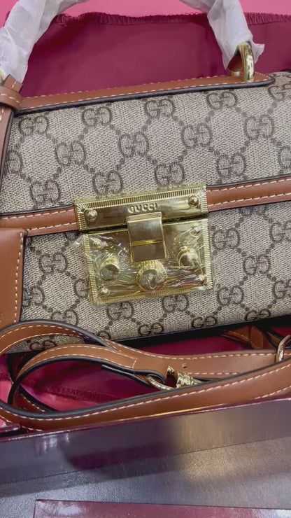 GUCCI Padlock Small Top Handle Women Bag – GG Monogram (Beige Brown)