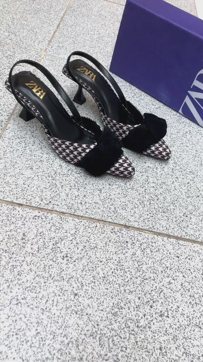 Zara Bow Heels – High-Quality Women Footwear (Black)