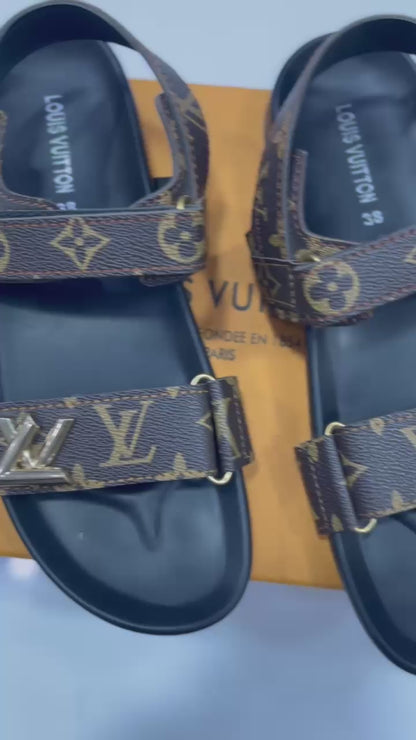 Unisex Louis Vuitton Sunset Flat Comfort Signature Monogram Canvas Sandals