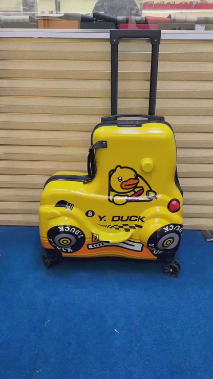 RIDE-ON Kids Travel Suitcase – Duck Train Trolley Bag (20 Inches) (Yellow-1)