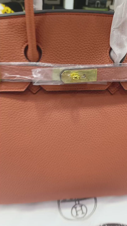 Hermes Birkin 25 Leather Gold Hardware Handbag Bag for Women (Black Shine)