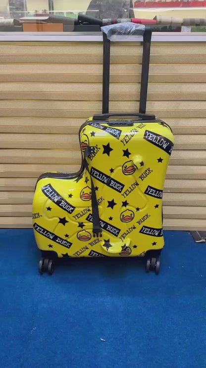 RIDE-ON Kids Travel Suitcase – Duck Train Trolley Bag (20 Inches) (Yellow-2)