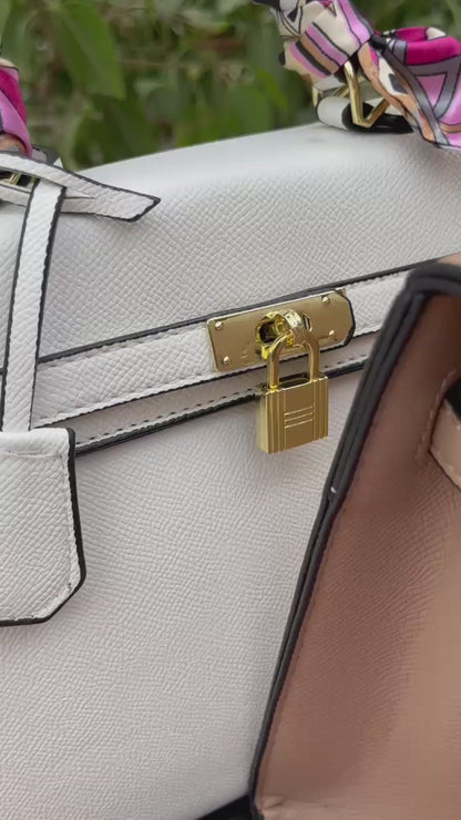 HERMES Kelly Women Bag – Premium Handbag with Long Belt & Brand Box (Camel Brown)