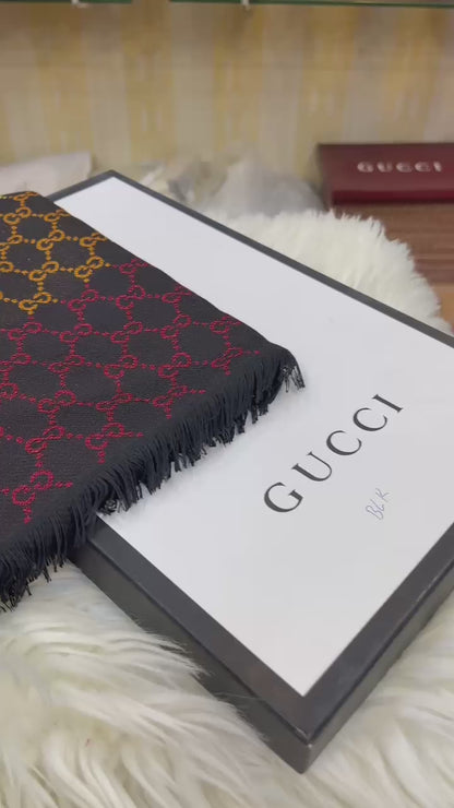 Gucci Scarf – Luxury Square Silk Blend Scarf with Brand Box (140 × 140 cm)