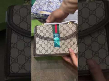 Gucci-Inspired Ophidia Bag with Long Chain and Branded Packing (Brown)