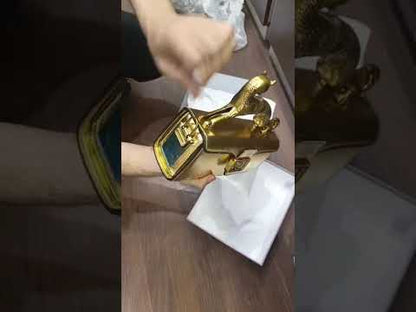 L-A-N-V-I-N Women’s Rateau Pencil Cat Leather Shoulder Bag – Luxury Mini Handbag (Gold)