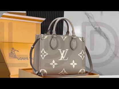 L-O-U-I-S V-U-I-T-T-O-N On The Go PM Empreinte 2Pc Set – Luxe Carry Women Bag (Cream/Dove)
