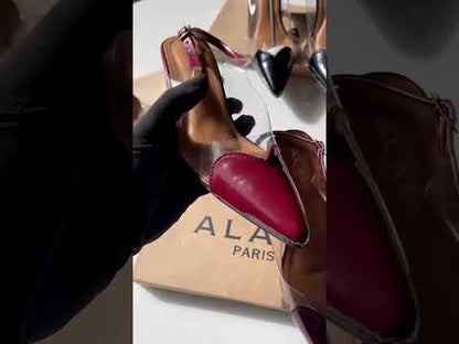 A-L-A-Ï-A Le Cœur Slingbacks – Heartline Patent Women Footwear (Brown-1)