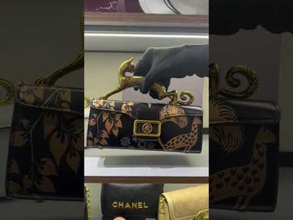 L-A-N-V-I-N Women’s Rateau Pencil Cat Leather Shoulder Bag – Luxury Mini Handbag (Gold)