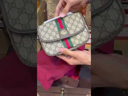 G-U-C-C-I Ophidia Small Top Handle Bag – GG Monogram Women Shoulder Bag (Beige Brown)