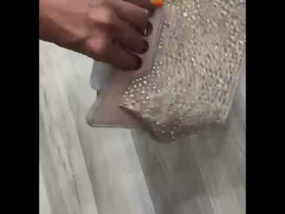 ALEXANDER MCQUEEN MICRO PEAK – Women Bag | Crystal Embellished Metallic Leather (Silver White)