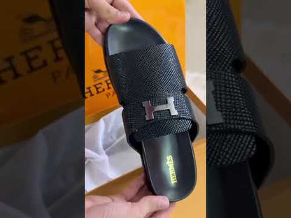 H-E-R-M-È-S Unisex Slippers – Premium Comfort Style (Black)