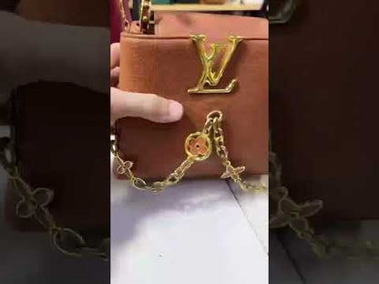 L-O-U-I-S V-U-I-T-T-O-N Capucines Mini – Premium Women Mini Bag with Chain Strap (Red)