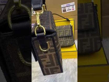 F-E-N-D-I Inspired FF Jacquard Tobacco Brown Women Bag – Brown-2