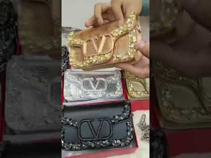 V-A-L-E-N-T-I-N-O G-A-R-A-V-A-N-I Locò Small Crossbody Women Bag – Crystal Edition (Silver Design-1)