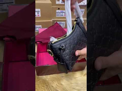 G-U-C-C-I GG EMBOSSED LEATHER SHOULDER – Women Bag (Black)