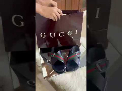 G-U-C-C-I Luxury Signature Unisex Slippers – Premium Edition (Black)