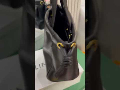 C-E-L-I-N-E Small Cabas Drawstring – Triomphe Carry Women Bag (Black)