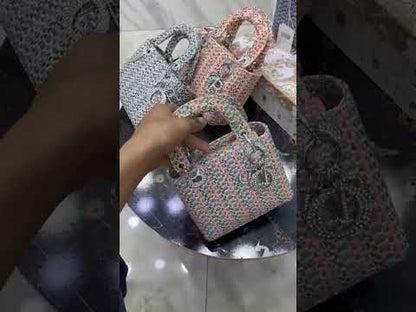 D-I-O-R Lady Luxury Quilted Small Top Handle Women Bag – Premium Edition (Beige)