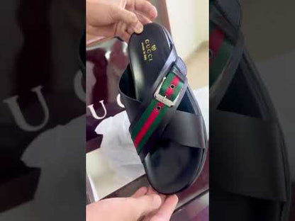 G-U-C-C-I Luxury Signature Unisex Slippers – Premium Edition (Black)