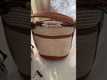 Z-A-R-A Braided Handle Bucket Women Bag – Casual Chic Edition (Beige)