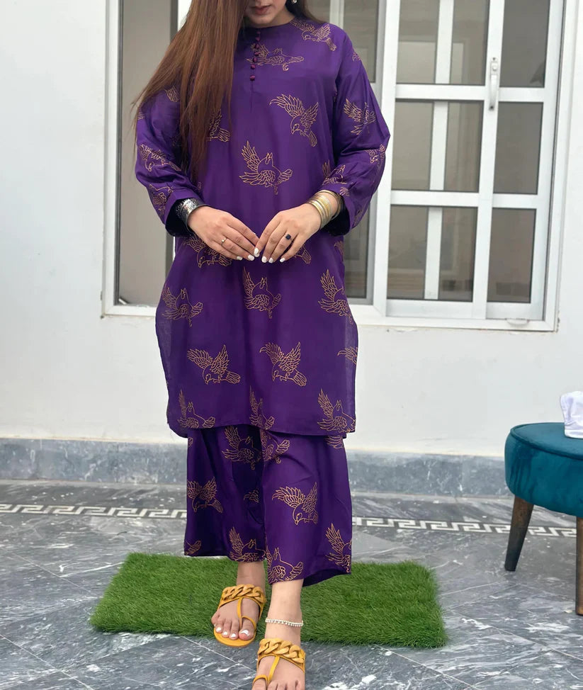 Sparrow 2Pcs Stitched (Purple)
