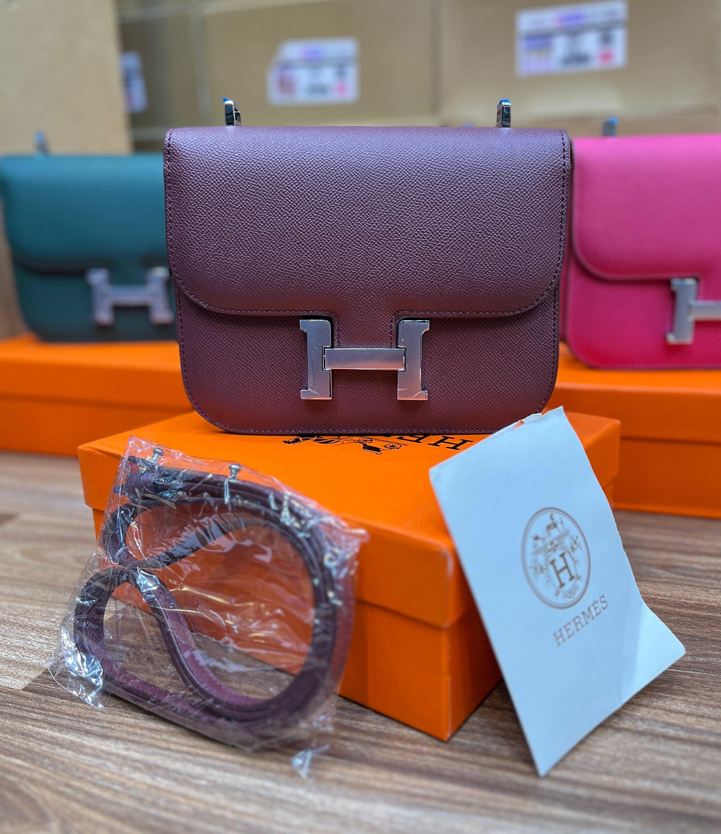 Hermès Constance 18 Bag – Classic Palladium Hardware (Purple)