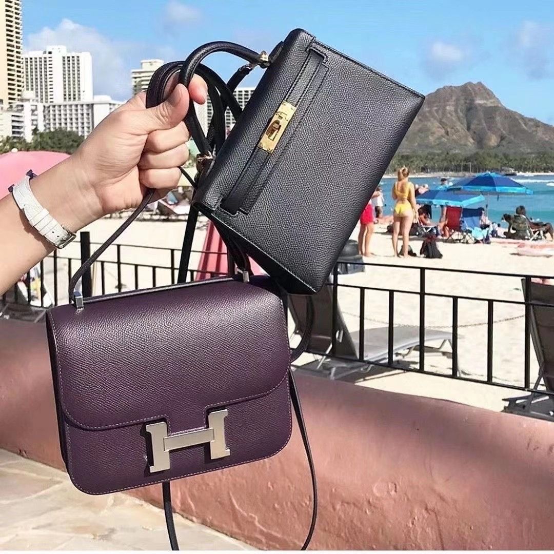 Hermès Constance 18 Bag – Classic Palladium Hardware (Purple)