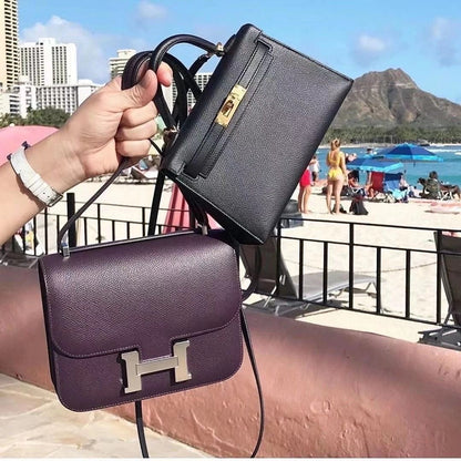 Hermès Constance 18 Bag – Classic Palladium Hardware (Purple)
