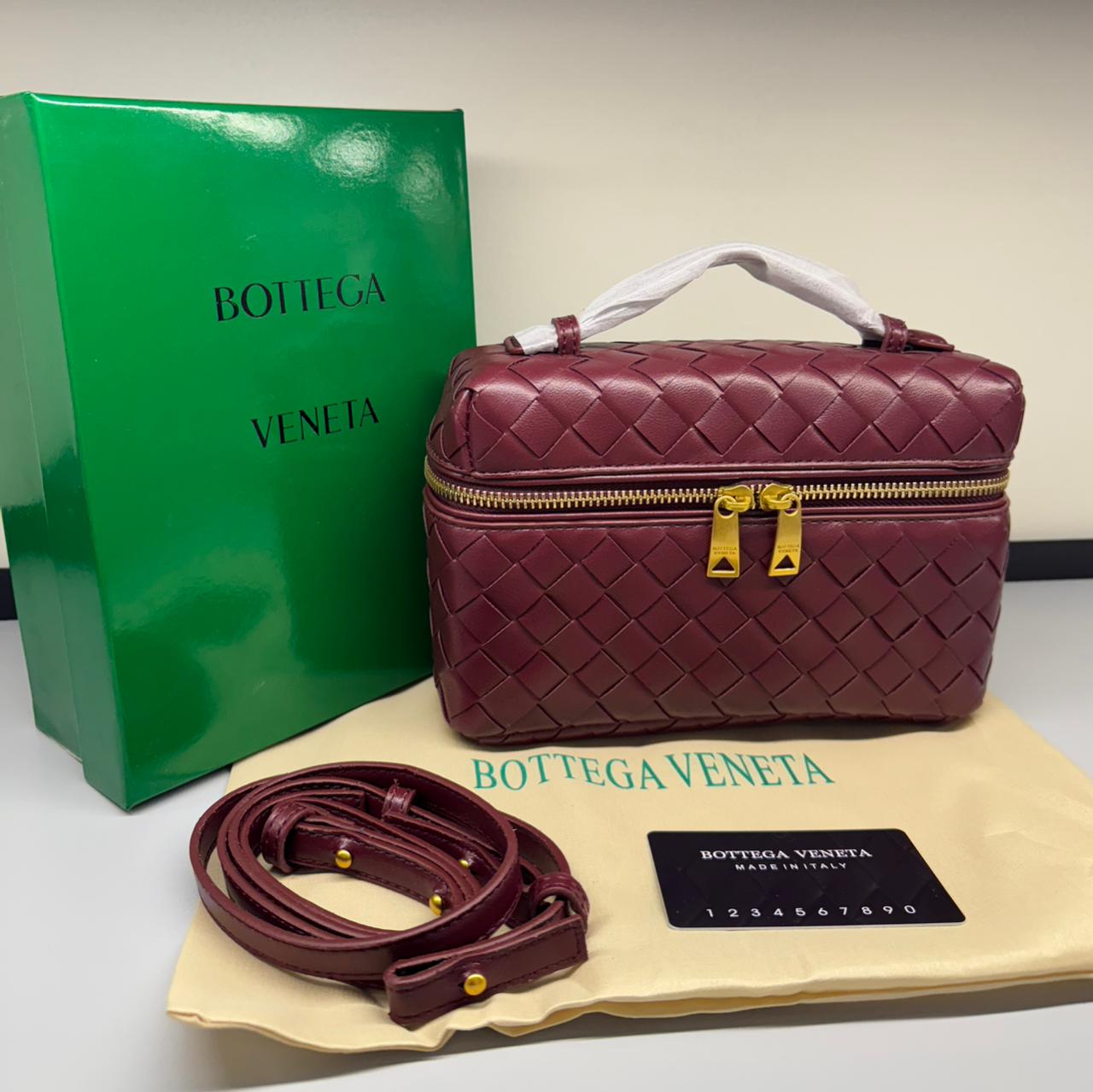 BOTTEGA VENETA Bang Bang Intrecciato Leather Vanity Case – Women Bag (Red)