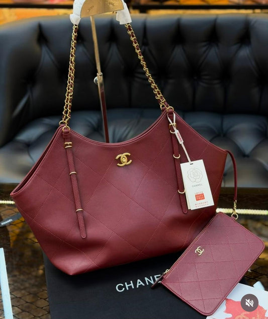 C-H-A-N-E-L 25S MAXI TOTE BAG – Women Bag (Red)