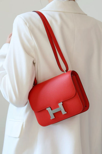Hermès Constance 18 Bag – Classic Palladium Hardware (Red)