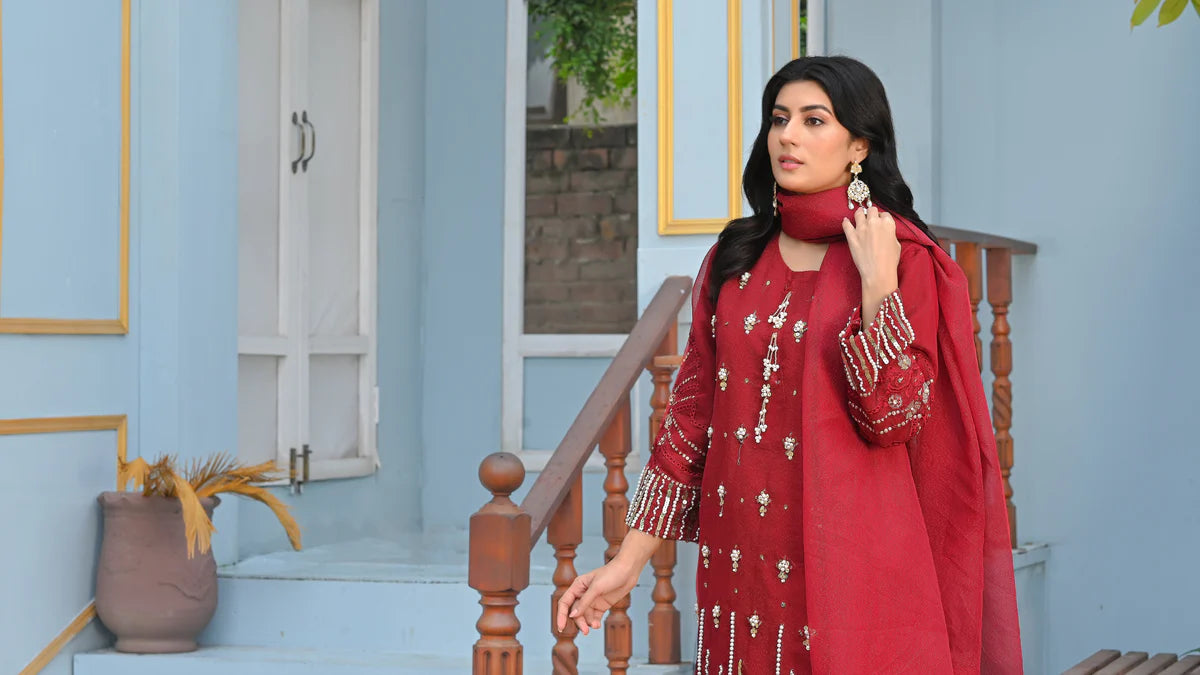 Flosa Handwork Stitched 3-pc (Red)