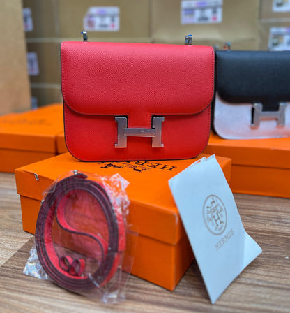 Hermès Constance 18 Bag – Classic Palladium Hardware (Red)