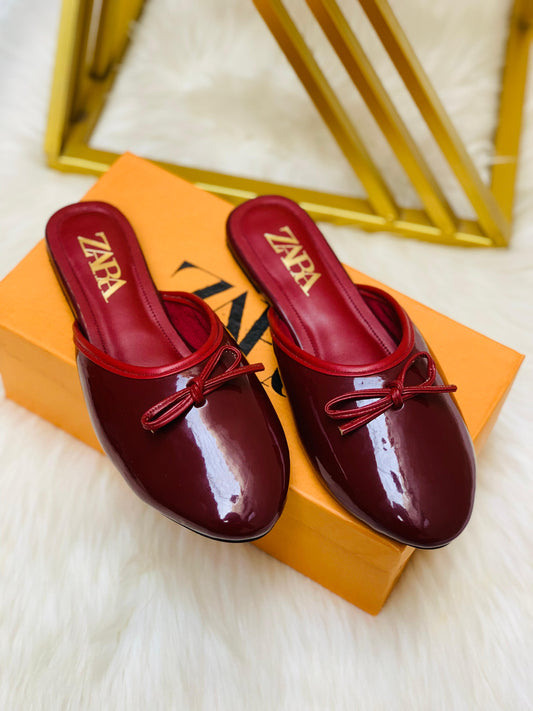 New Arrival – ZARA Flat Mules (Maroon)